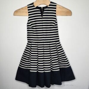 Armani‎ Exchange Dress Black White Stripes Sleeveless Pockets Lined Women's 10